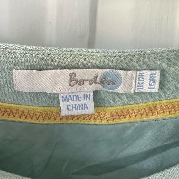 RARELY WORN BODEN 100% LINEN MAXI SKIRT FULLY LINED BLUE W/ VELVET STRIPES Sz 8 - Picture 2 of 8